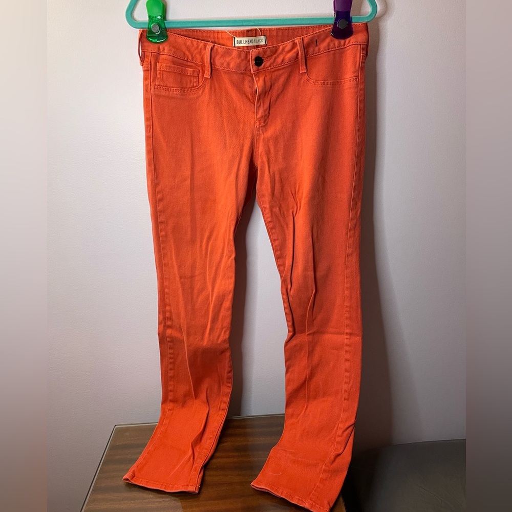 Bullhead black stretch denim leggings skinny jeans coral red